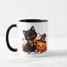 Gato de Halloween lindo con calabaza