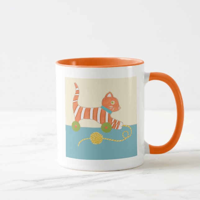 Taza Gato de juguete a rayas con bola de cuerda (Derecha)