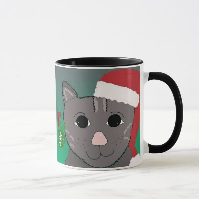 Taza Gato de navidades en un Sombrero Rojo (Derecha)