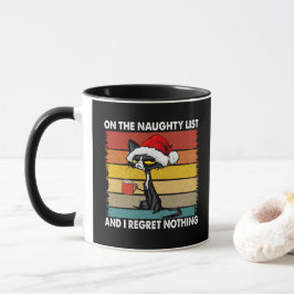 Taza Gato de Navidades gruñones en la lista traviesa