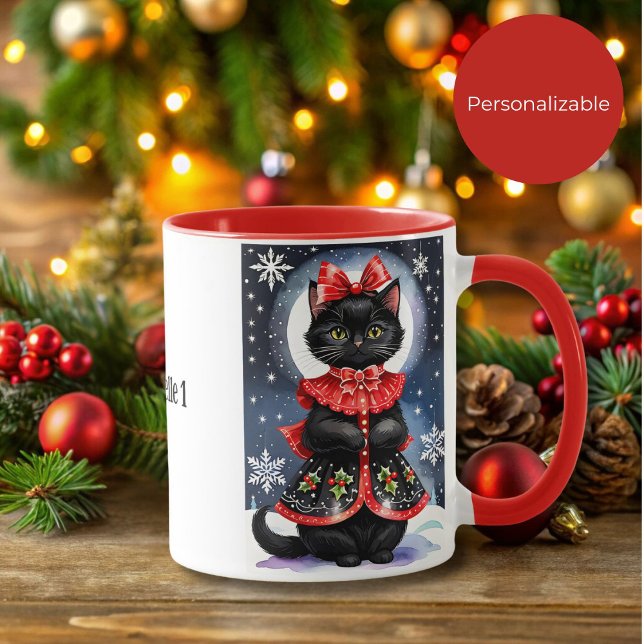Taza Gato de Navidades negros con hondo traje (Subido por el creador)