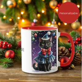 Taza Gato de Navidades negros en Blue Cape Mug