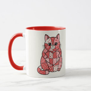 Taza Gato de Parche Kitten Caprichoso Sosteniendo Arte 