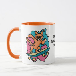 Taza Gato de Street Retro en Skateboard | Divertido