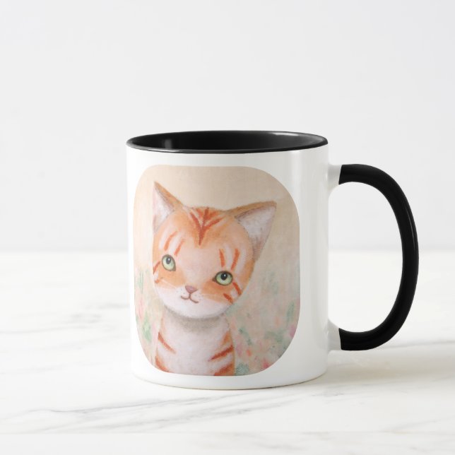 Taza Gato de Tabby anaranjado en pastel elegante lindo (Derecha)