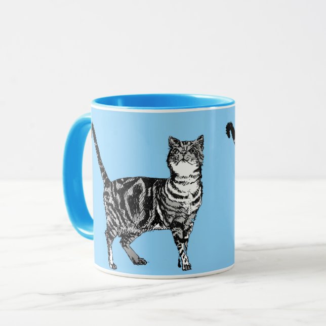 Taza Gato de Tabby Gato Gato Gato Gatillo Gay Luz Azul  (Anverso izquierdo)