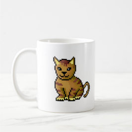 Taza Gato de tabby marrón fresco del pixel