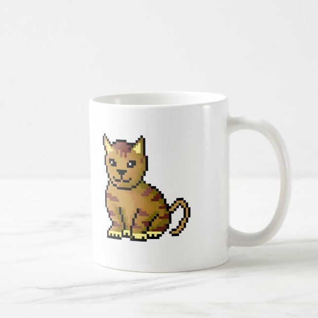 Taza Gato de tabby marrón fresco del pixel (Derecha)