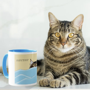 Taza Gato de Tabby Peeking Blue Funny