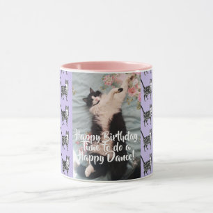 Taza Gato de Tuxedo Gracioso Feliz Baile Cumpleaños Mug