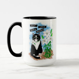 Taza Gato de Tuxedo y Lilies | Oferta Inspiradora