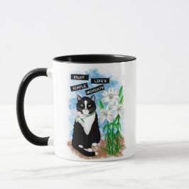 Taza Gato de Tuxedo y Lilies | Oferta Inspiradora