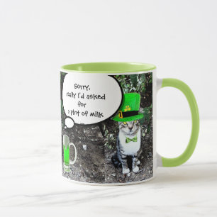 TAZA GATO DEL DÍA DE SAN PATRICK CON CERVEZA IRLANDESA