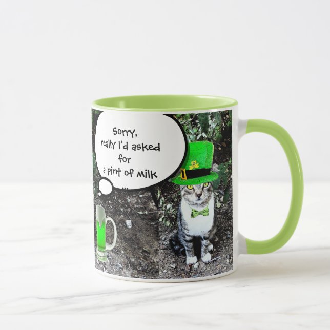 TAZA GATO DEL DÍA DE SAN PATRICK CON CERVEZA IRLANDESA  (Derecha)