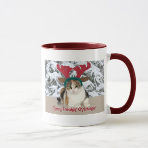 Taza Gato del gatito y Felices Navidad de Freakin de