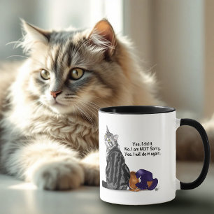 Taza Gato divertido atigrado desafiante sin remordimien