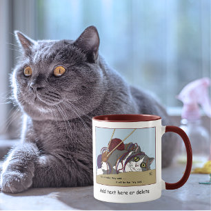Taza Gato Divertido de Tejer Hilo Enredado Humor de Pas