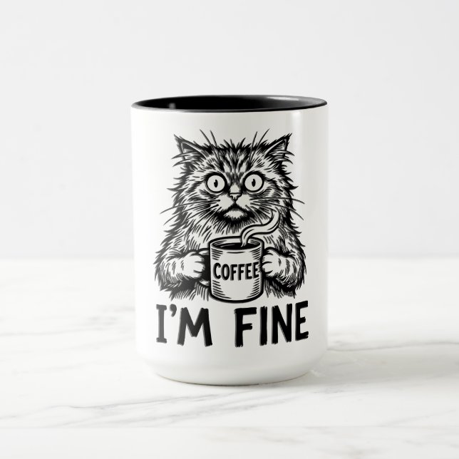 Taza Gato Divertido Desaliñado (Centro)