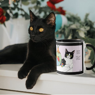 Taza Gato divertido esmoquin negro y blanco