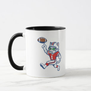 Taza Gato Divertido Jugador de Fútbol Americano