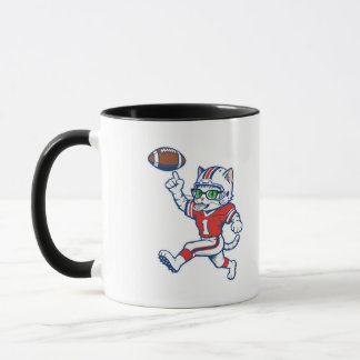Taza Gato Divertido Jugador de Fútbol Americano