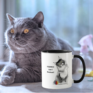 Taza Gato divertido y esponjoso Maine Coon humor verde