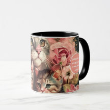 Gato dulce de mamá y gatitos Mug femenino