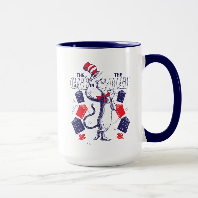 Taza Gato en el Gorra | Leyendo libros (Derecha)