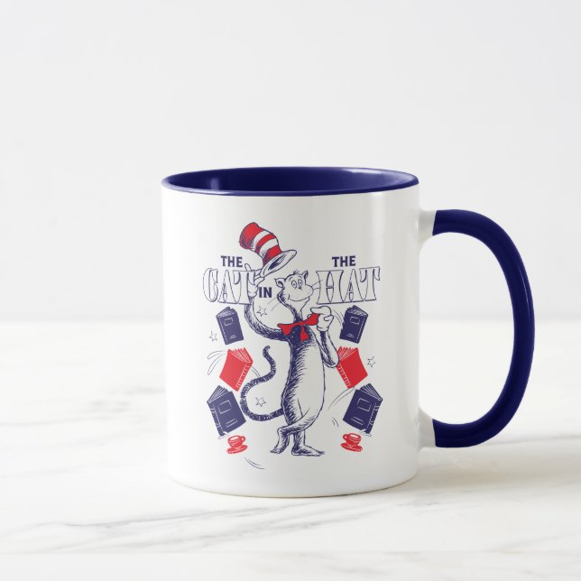 Taza Gato en el Gorra | Leyendo libros (Derecha)