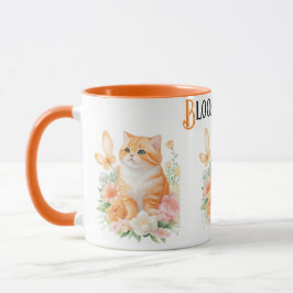 Taza "Gato en flor: Naranja y Blossom blanco Maravilla