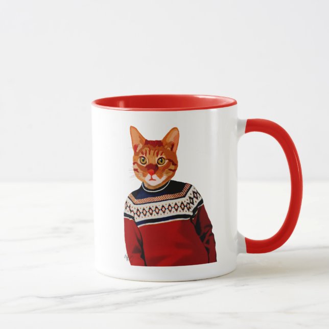 Taza Gato en suéter de esquí 2 (Derecha)