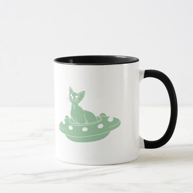 Taza Gato en Ufo - Elegir color de fondo (Derecha)