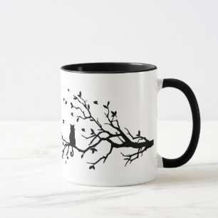 Taza Gato en un árbol - silueta