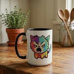 Taza Gato Enfadado Kawaii Lindo - Gatito Silbante Pop A