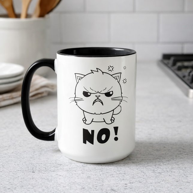 Taza Gato enojado lindo que silba No. (Cute angry cat hissing No. Mug )
