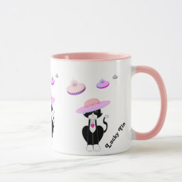 Taza Gato esmoquin afortunado y platillos volantes
