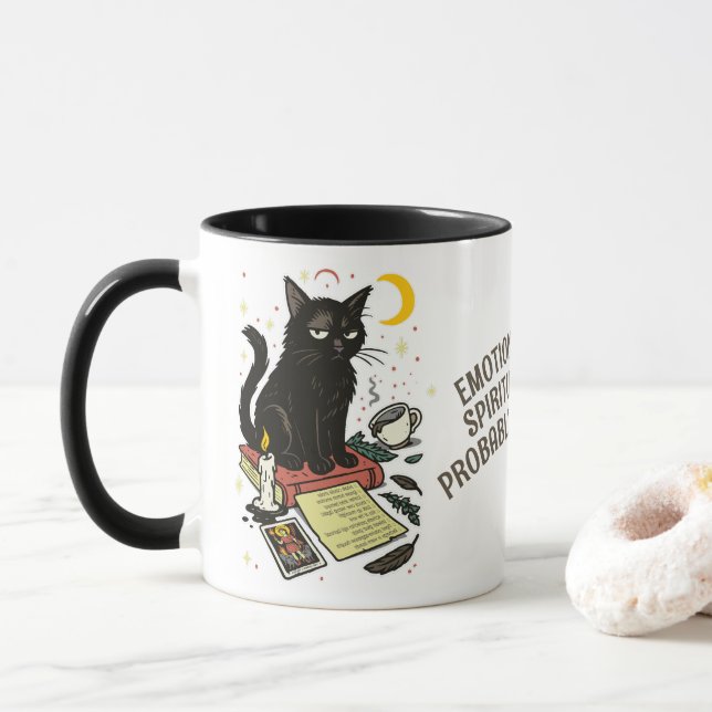 Taza Gato Espiritualmente Feral: Emocionalmente Distant (Con donut)
