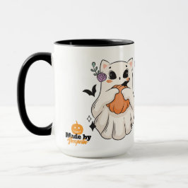 Taza Gato fantasma lindo con calabaza | Mug de Hallowee