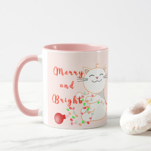 Taza Gato feliz jugando con luz LED Navidades de cort