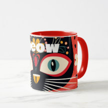 Gato floral Meow-tastic Boho Retro Mid Century