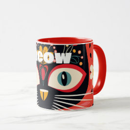 Taza Gato floral Meow-tastic Boho Retro Mid Century