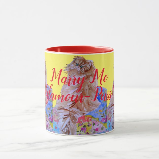 Taza Gato fluido y calvo casar conmigo glamour-puss Mug (Centro)