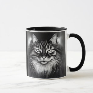 Taza Gato forestal noruego en blanco y negro