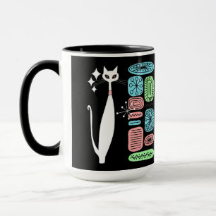 Taza Gato fresco moderno de los mediados de siglo