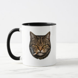 Taza Gato genial con cigarrillo" Gato atigrado de estil