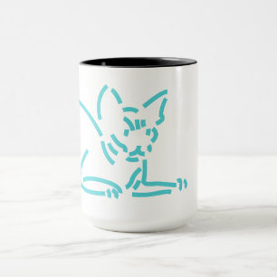 Taza Gato Geométrico Abstracto Construcción de Línea