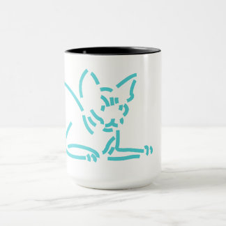 Taza Gato Geométrico Abstracto | Construcción de Línea