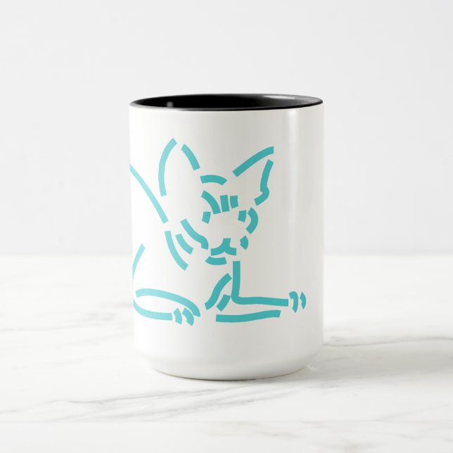 Taza Gato Geométrico Abstracto | Construcción de Línea  (Centro)