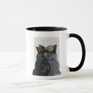 Taza Gato gris con arco de leopardo