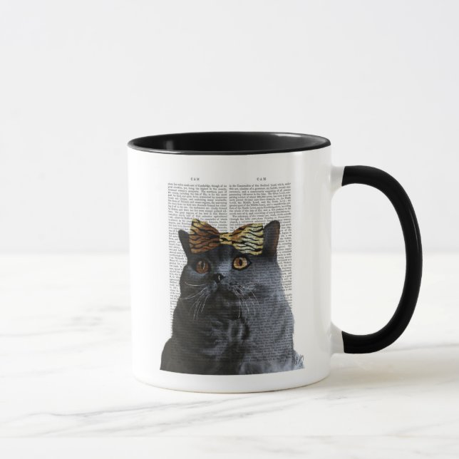 Taza Gato gris con arco de leopardo (Derecha)
